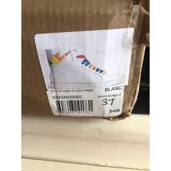 ** SOLD**NIB ZADIG & VOLTAIRE Women's High Flash Rainbow Lace & Lightning Sneak - Picture 11 of 13